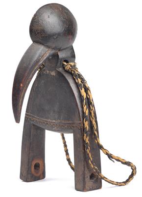Senufo, Elfenbeinküste, Ghana, Burkina Faso, Mali: Ein Webrollen-Halter mit dem Kopf eines 'Calao-Vogels'. - Antiquitäten