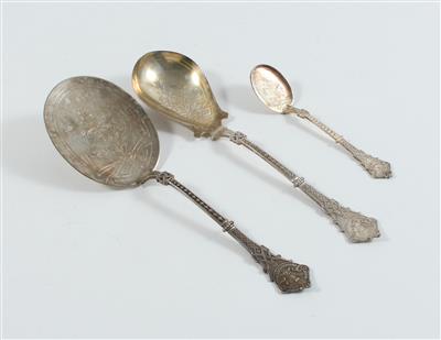 Teile eines Silber Dessertbestecks, - Antiquariato