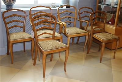 Zwei Armsessel und vier Sessel, - Antiques