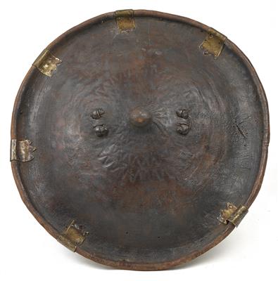 Äthiopien: Ein alter Rund-Schild aus Büffel-Leder, von den Oromo, Sidamo oder Kaffa. - Antiques