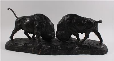 Albert Wille, Kämpfende Bison, - Antiques