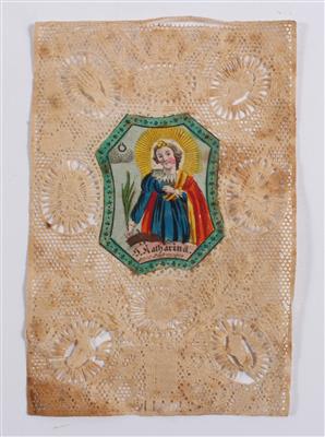Heiligenbild Hl. Katharina, 19. Jh., - Antiques