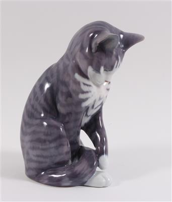 Sitzende Katze, - Antiques