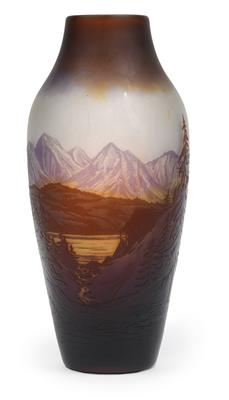 Vase mit Berglandschaft und See, - Starožitnosti