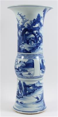 Blau-weiße Vase, - Antiques