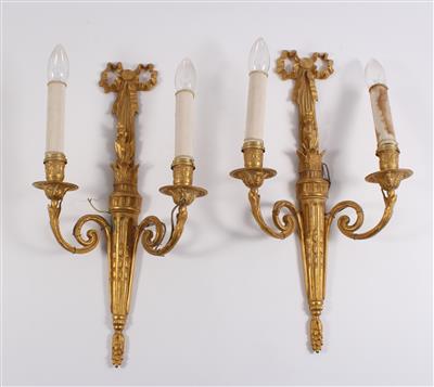 Paar zweiflammige Appliken, - Antiques