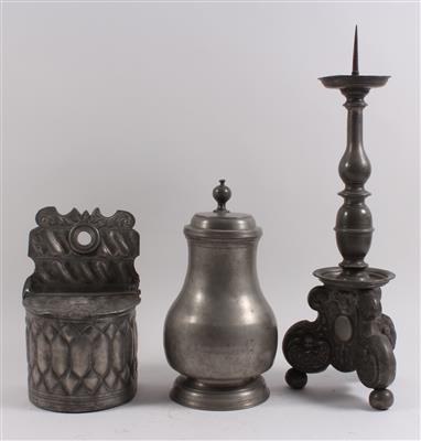 Salzfass, Krug, Kerzenständer - Antiquitäten