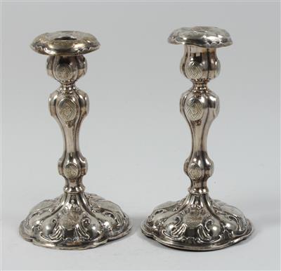 Paar schwedische Silber Kerzenleuchter, - Starožitnosti