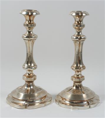 Paar Wiener Silber Kerzenleuchter, - Antiquariato