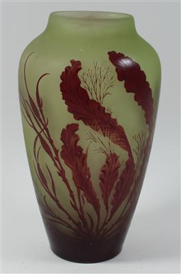 Vase mit Gräserdekor, - Antiques