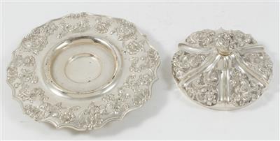 Wiener Silber Unterteller und Deckel für Glaspokal, - Antiques