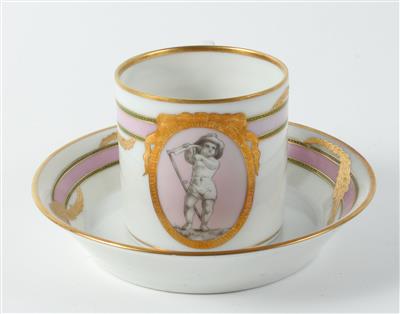 Jahreszeiten-Tasse mit Untertasse - Antiquariato