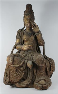 Sitzende Figur der Guanyin, - Antiquariato