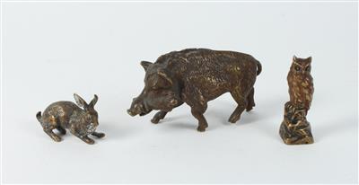 Wildschwein, Hase, Eule, - Antiquitäten