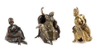 3 erotische Bronzen, - Antiques