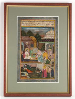 3 indische Miniaturen, - Antiquariato