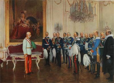 Kaiser Franz Joseph I. von österreich mit den deutschen Bundesfürsten Schönbrunn 7. Mai 1908", - Antiquariato