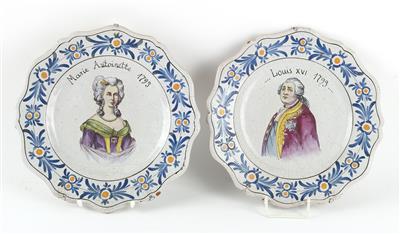 Wandteller Marie Antoinette und Louis XVI, - Antiquitäten