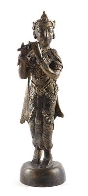 Bronzefigur mit Flöte, - Asiatica