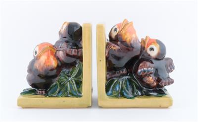 1 Paar Vogel-Buchstützen, - Antiquitäten - Saisonabschlussauktion