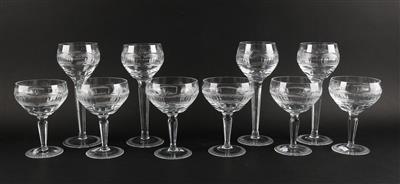 6 Champagnergläser Höhe 14 cm, 4 Weingläser Höhe 20 cm, - Antiquitäten - Saisonabschlussauktion
