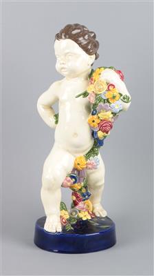 Stehender Putto mit Blumengirlande, - Antiques