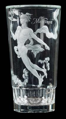 Vase mit meisterlich geschnittener Darstellung "Mercurius", - Antiquariato