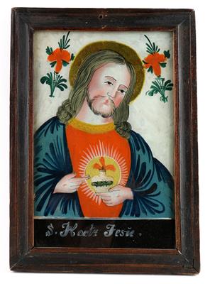 Hinterglasbild "S. Hertz Jesu", - Antiquariato
