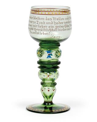 Lobmeyr-Pokal mit Widmung, - Antiques