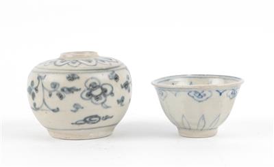 Blau -weiße Vase, Schälchen, - Antiquariato