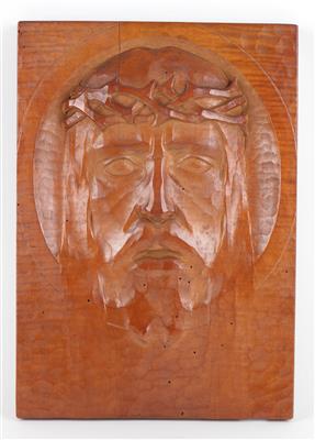 Oskar Icha (1886 - 1945 Wien), Relief mit Christushaupt, - Antiquitäten