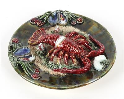 Teller mit Hummer und Muscheln, - Antiques