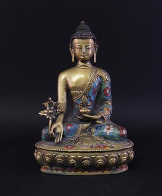 Champlevé-Buddha Bhaisajyaguru, - Asiatika und islamische Kunst
