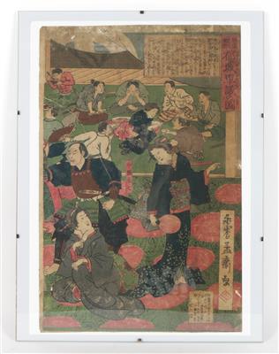 Utagawa Yoshitora (1836-1882 - Letní aukce Starožitnosti
