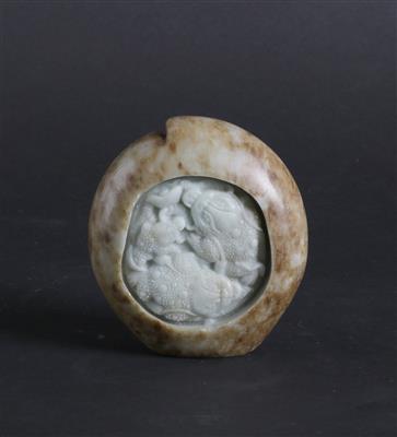 Nephrit Jade Kiesel Schnitzerei, - Antiques
