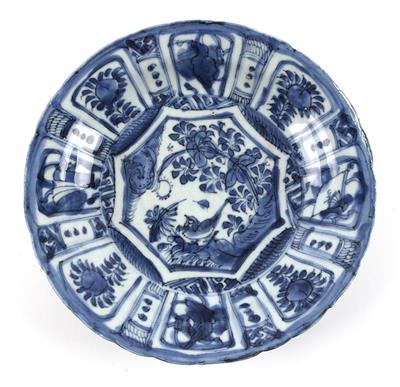 Blau-weißer Kraak-Teller, China, Ming Dynastie, Wanli Periode, - Asiatika und islamische Kunst