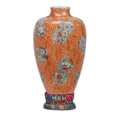 Famille rose Mille Fleurs Vase, China, rote Qianlong Marke, Republik Periode - Antiques