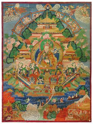 Thangka "Padmasambhava im "Kupferberg-Paradies", Tibet 19./20. Jh. - Antiques