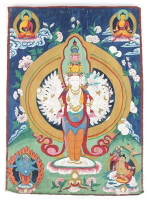 Thangka des tausendarmigen Avalokiteshvara, - Antiquariato