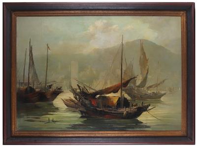 Chan, Dschunken vor der Bucht Hongkongs - Asiatica e Arte