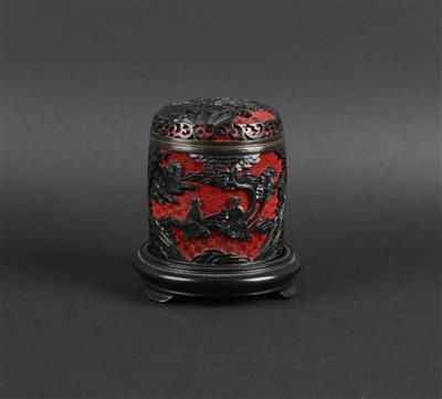 Schwarz- und Rotlackdose, - Antiquitäten