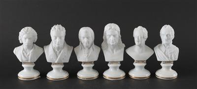 Sechs Porzellanbüsten: J. W. von Goethe, - Antiquariato