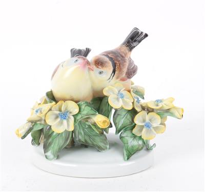Vogelpaar auf Blüten, - Letní aukce Starožitnosti