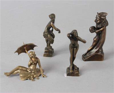 Drei erotische Wiener Bronzen und Satyr, - Antiquariato
