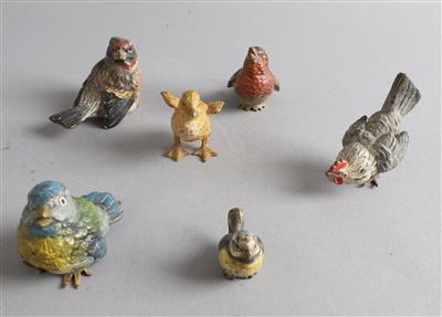 6 Bronze Vögel, - Antiquariato