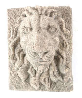 Steinrelief, Löwenkopf, - Antiquitäten