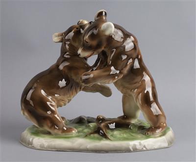 Rudolf Chocholka, zwei spielende Bären, Ausf. Keramos, Wien, - Works of Art