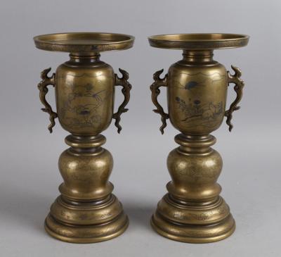 Paar Usubata Bronze Vasen, - Works of Art