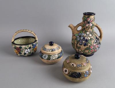 Amphora - 1 Krug, 1 kleiner Korb, 2 Deckeldose, - Antiquitäten