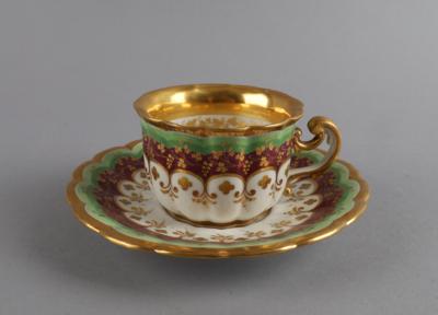 Tasse mit Untertasse, Kaiserliche Manufaktur, Wien 1837, - Antiquitäten